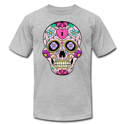Colorful Sugar Skull T-Shirt - heather gray