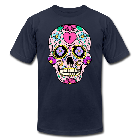 Colorful Sugar Skull T-Shirt - navy