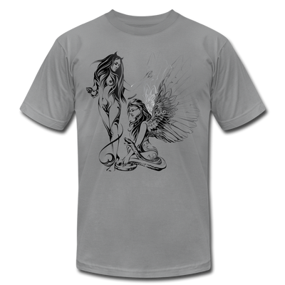 Tribal Maori Devil & Angel T-Shirt - slate