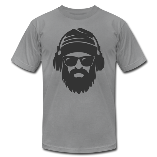 Bearded Man Headphones T-Shirt - slate