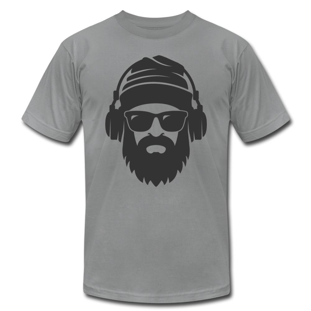 Bearded Man Headphones T-Shirt - slate