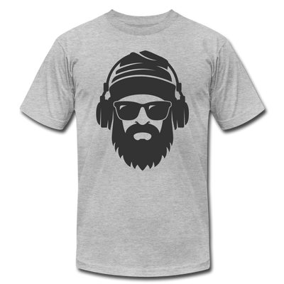Bearded Man Headphones T-Shirt - heather gray