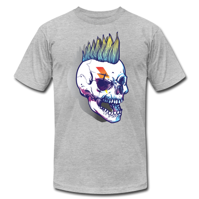 Mohawk Rocker Skull T-Shirt - heather gray