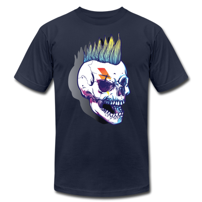 Mohawk Rocker Skull T-Shirt - navy