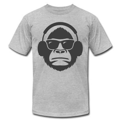 Monkey Headphones T-Shirt - heather gray