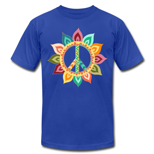 Floral Peace Sign T-Shirt - royal blue
