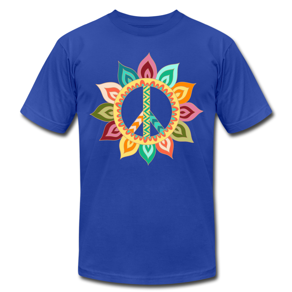 Floral Peace Sign T-Shirt - royal blue