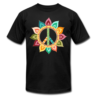 Floral Peace Sign T-Shirt - black
