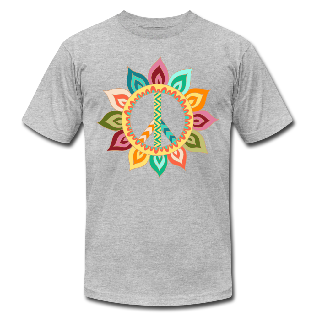 Floral Peace Sign T-Shirt - heather gray