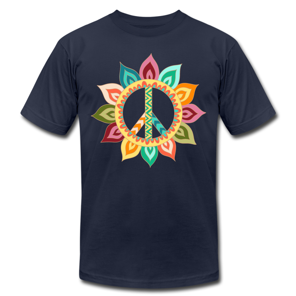 Floral Peace Sign T-Shirt - navy
