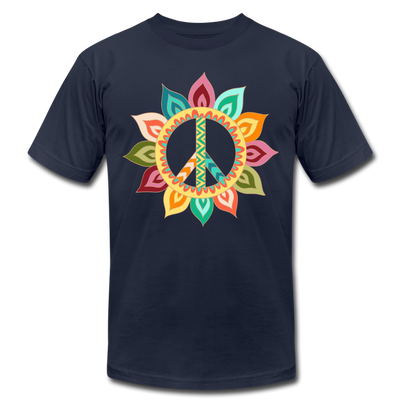 Floral Peace Sign T-Shirt - navy