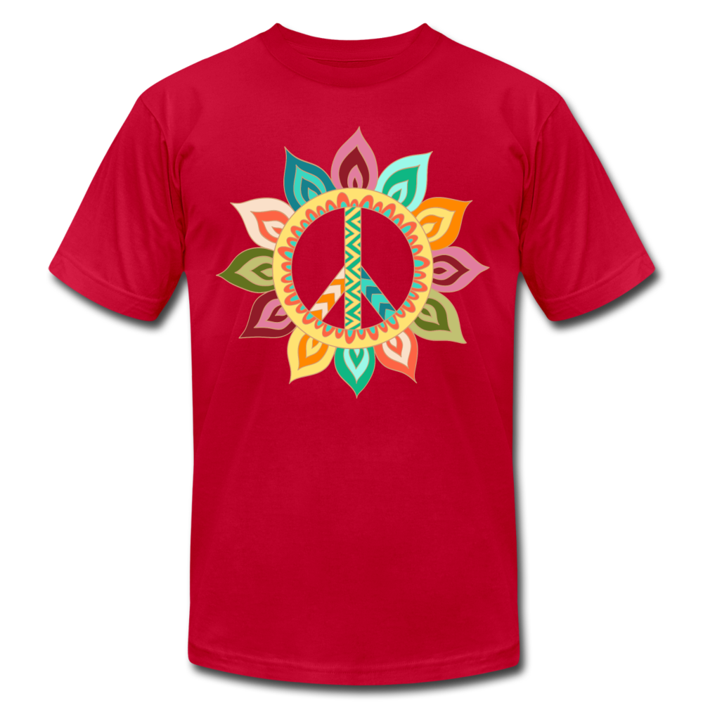 Floral Peace Sign T-Shirt - red
