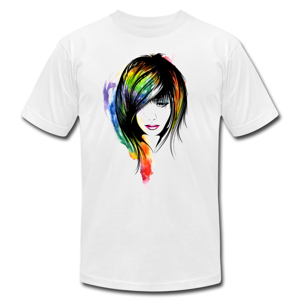 Colorful Girl Hair T-Shirt - white