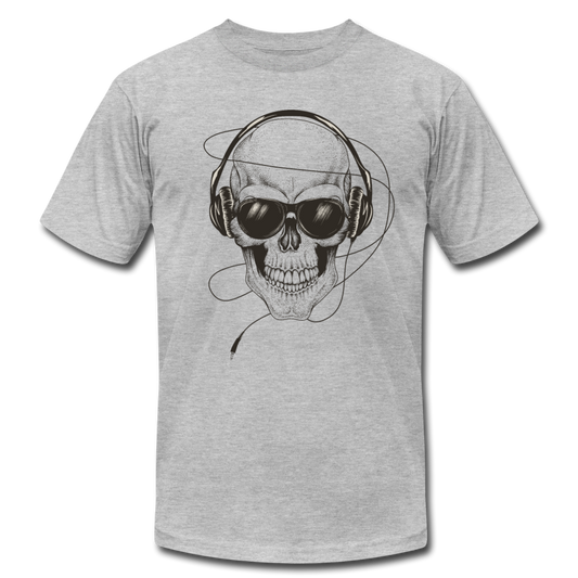 Skull Headphones T-Shirt - heather gray