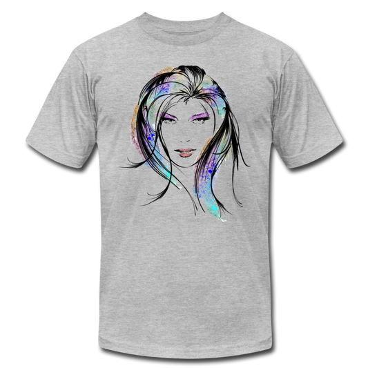 Colorful Girl Hair T-Shirt - heather gray