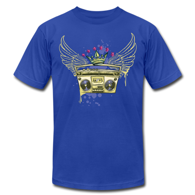 Gold Boombox Wings T-Shirt - royal blue