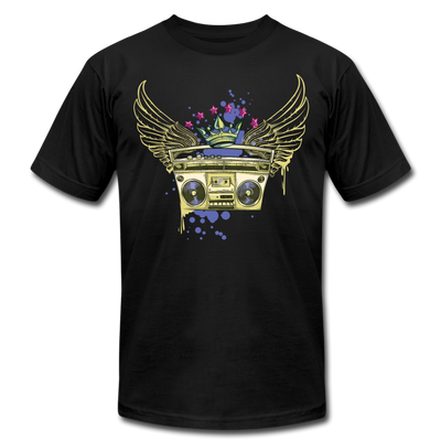 Gold Boombox Wings T-Shirt - black