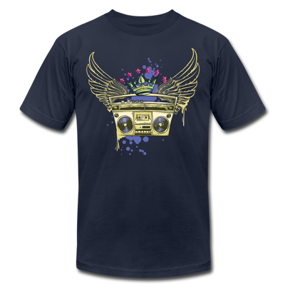 Gold Boombox Wings T-Shirt - navy