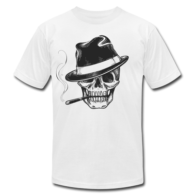 Smoking Skull Fedora T-Shirt - white