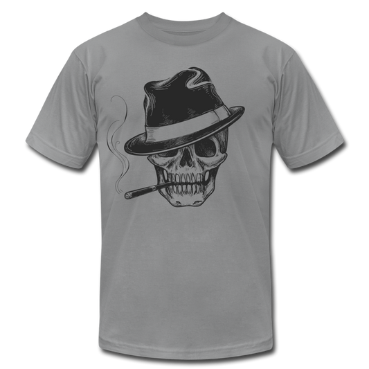 Smoking Skull Fedora T-Shirt - slate