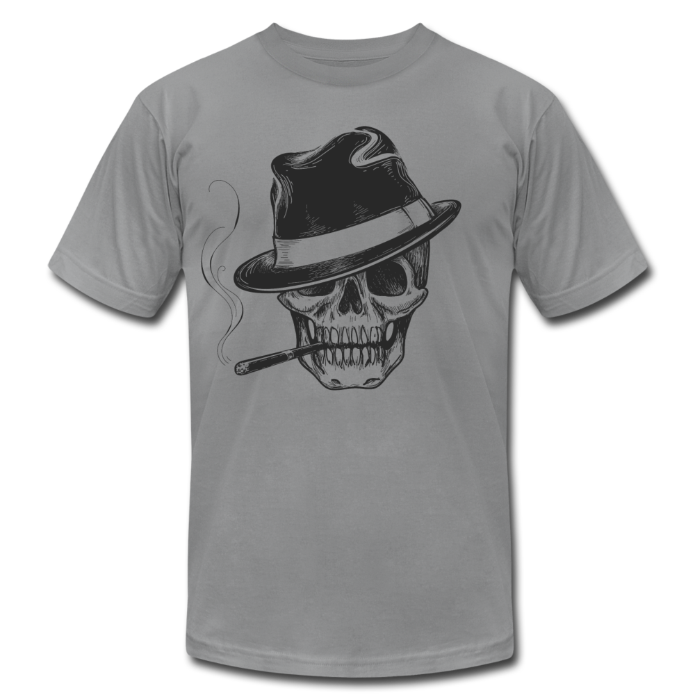 Smoking Skull Fedora T-Shirt - slate