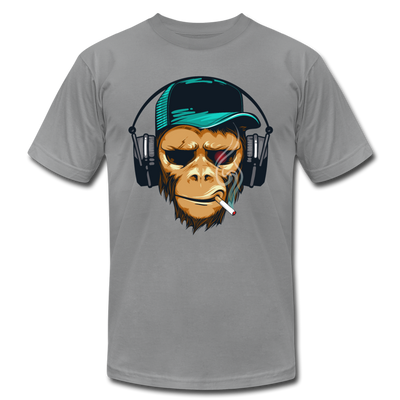 Smoking Monkey Headphones T-Shirt - slate