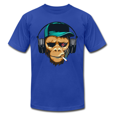 Smoking Monkey Headphones T-Shirt - royal blue