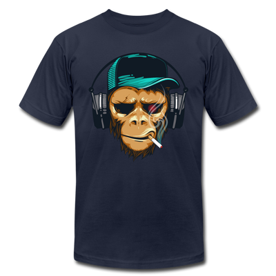Smoking Monkey Headphones T-Shirt - navy