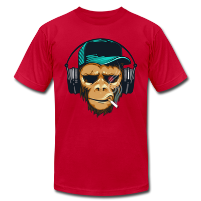 Smoking Monkey Headphones T-Shirt - red