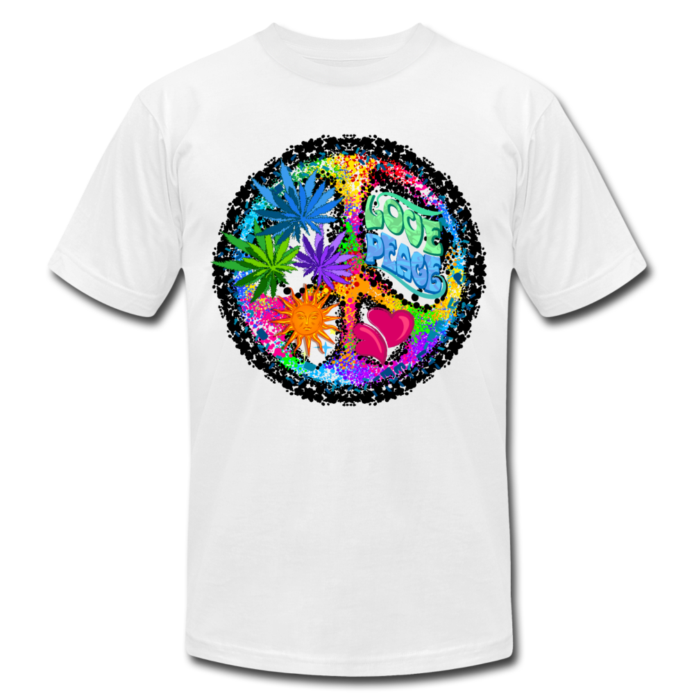 Colorful Love Peace Sign T-Shirt - white