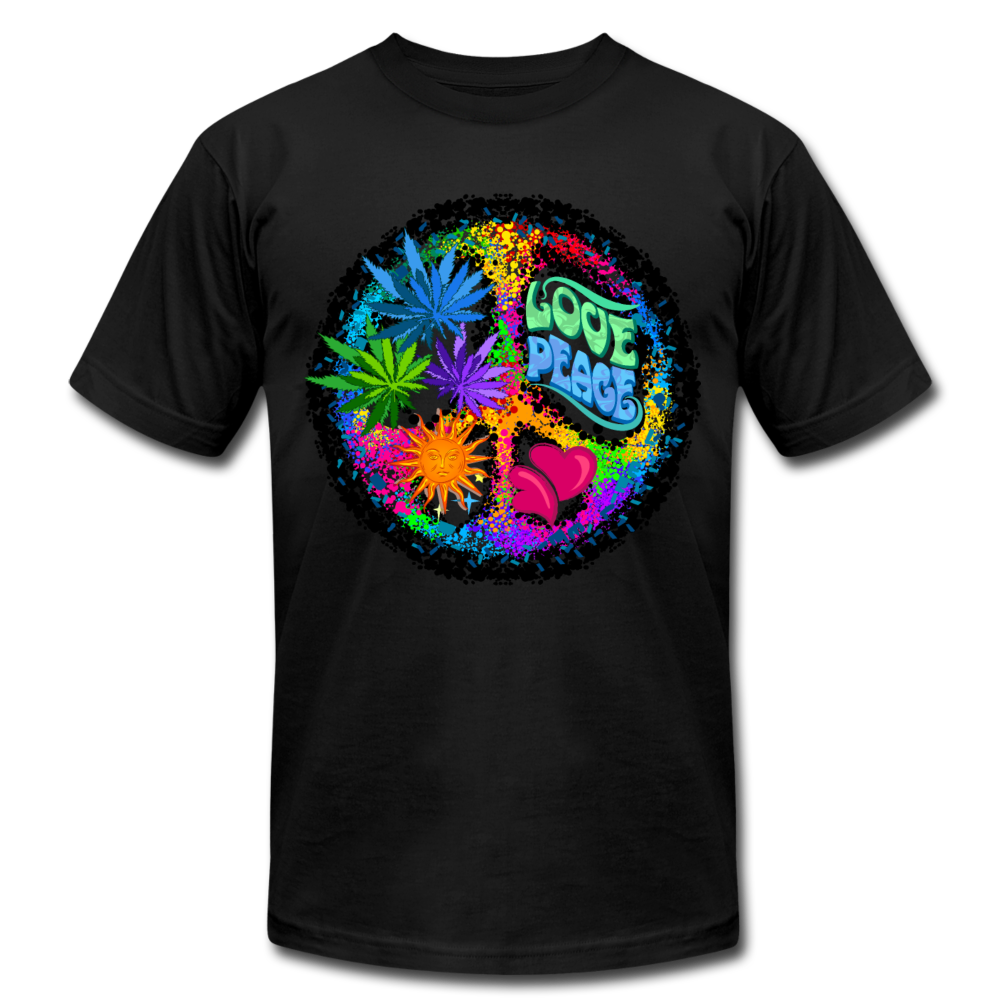 Colorful Love Peace Sign T-Shirt - black