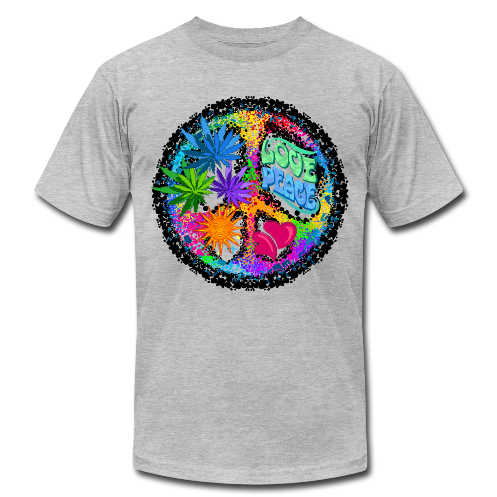 Colorful Love Peace Sign T-Shirt - heather gray