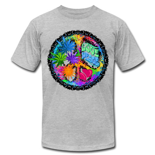 Colorful Love Peace Sign T-Shirt - heather gray