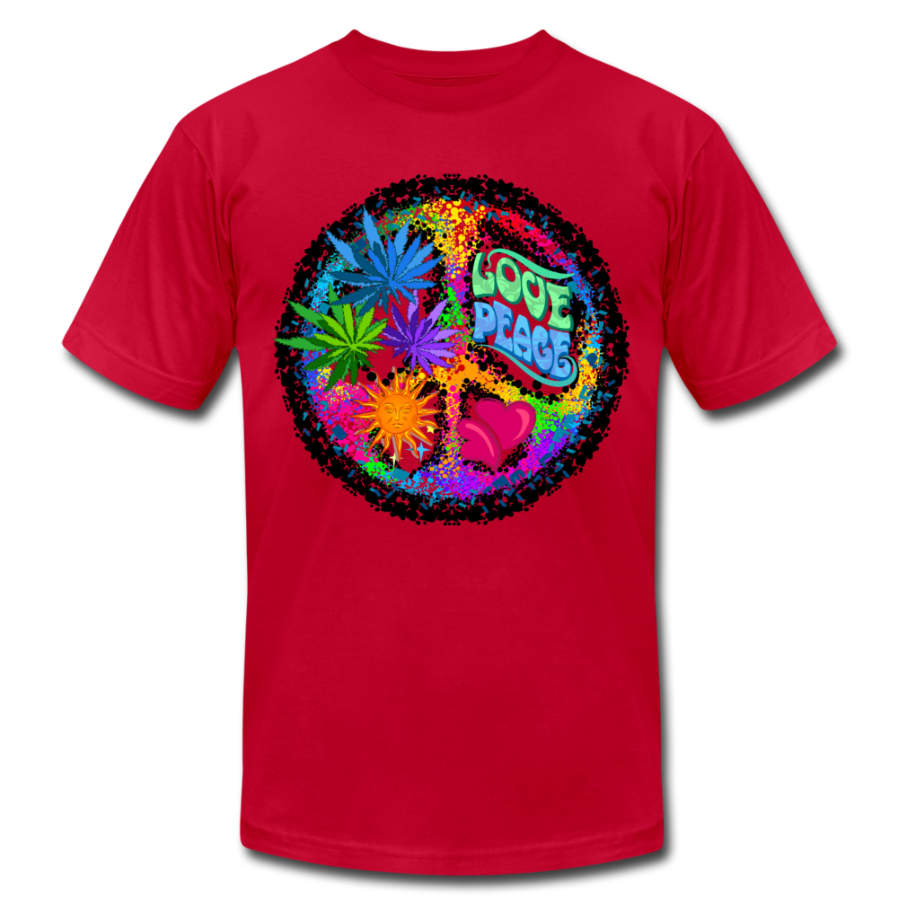 Colorful Love Peace Sign T-Shirt - red