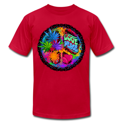 Colorful Love Peace Sign T-Shirt - red