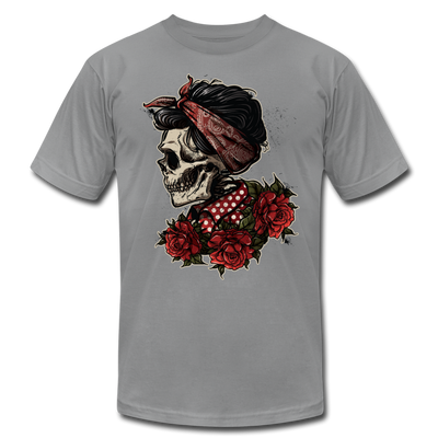 Girl Skull Roses T-Shirt - slate