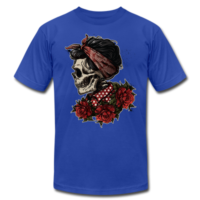 Girl Skull Roses T-Shirt - royal blue