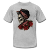 Girl Skull Roses T-Shirt - heather gray