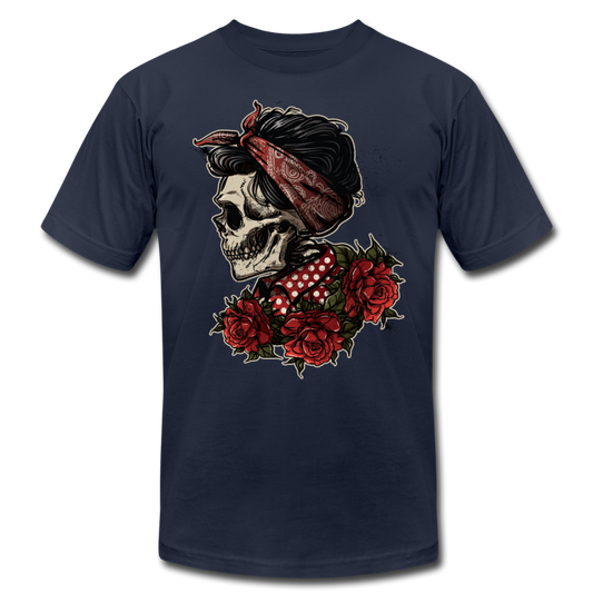 Girl Skull Roses T-Shirt - navy