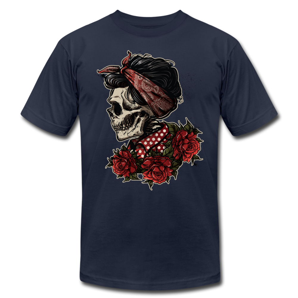 Girl Skull Roses T-Shirt - navy