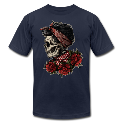Girl Skull Roses T-Shirt - navy