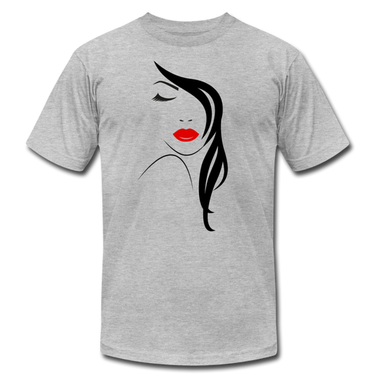 Abstract Girl Lips Hair T-Shirt - heather gray