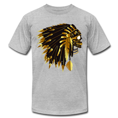 Gold Indian Warrior Mask T-Shirt - heather gray