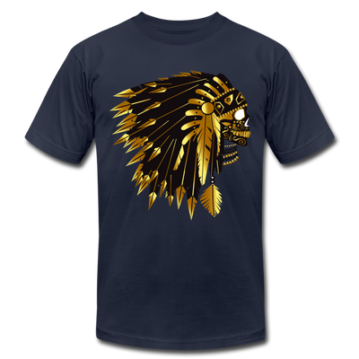 Gold Indian Warrior Mask T-Shirt - navy