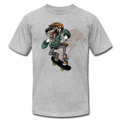 Skater Wolf T-Shirt - heather gray