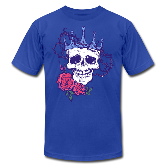 Skull Crown Roses T-Shirt - royal blue