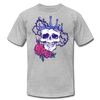 Skull Crown Roses T-Shirt - heather gray