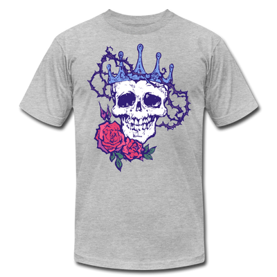 Skull Crown Roses T-Shirt - heather gray