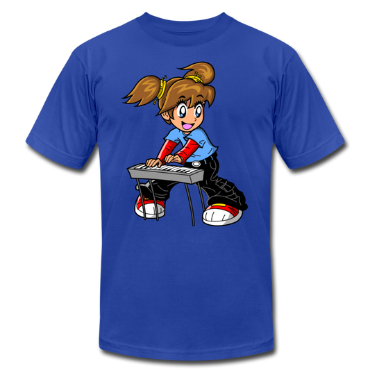 Keyboard Girl Cartoon T-Shirt - royal blue