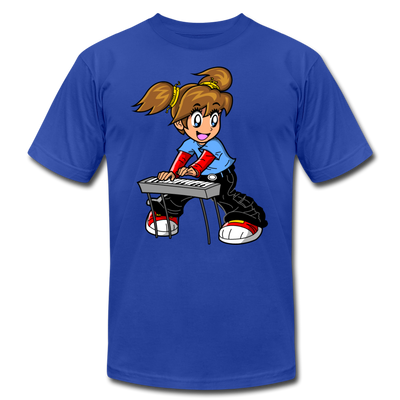 Keyboard Girl Cartoon T-Shirt - royal blue